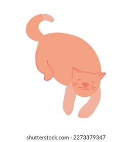 Single hand drawn cat in a funny pose. Vector illustration. Isolated on a white background.