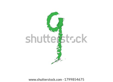 Single hand drawn with the chalk q letter isolated over the white background, q abjad vector