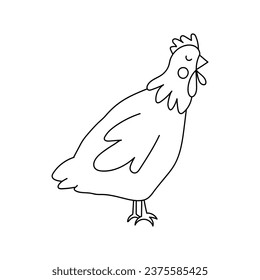 Pollo dibujado a mano única. Ilustración del vector Doodle. Aislado sobre un fondo blanco. Imágenes prediseñadas