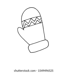 Single hand drawn christmas mitten. Vector illustration for greeting cards, stickers, posters and icon design. Hugge style.