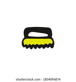 Einhandgezeichnete Reinigungspbürste. Doodle einzeln auf weißem Hintergrund. Vektorgrafik.