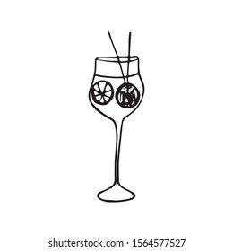 Single hand drawn cocktail. Doodle vector illustration.