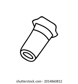 Single hand drawn coffee to go cup. Doodle vector illustration. Isolated on a white background