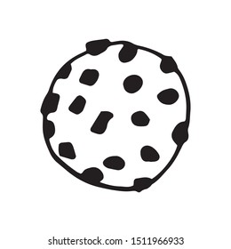 Single hand drawn cookie for greeting cards, posters, recipe, culinary design. Isolated on white background. Doodle vector illustration.