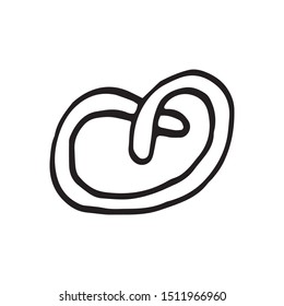 Single hand drawn cookie for greeting cards, posters, recipe, culinary design. Isolated on white background. Doodle vector illustration.