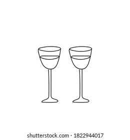 Single hand drawn copule of wine glasses doodle vector illustration