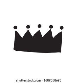 Einzelhandgezeichnete Krone für Grußkarten, Poster, Frauendesign. Einzeln auf weißem Hintergrund. Doodle-Vektorillustration-Illustration.
