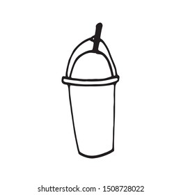 Single hand drawn cup of coffee, chocolate, cocoa, americano or cappuccino. Doodle vector illustration.