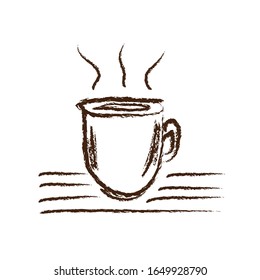 Single hand drawn cup of coffee, chocolate, hot milk, espresso or cappuccino.  vector illustration.