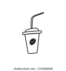Single hand drawn cup of coffee doodle vector illustration. Hot drinks