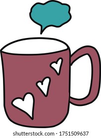 Single hand drawn cup of coffee, chocolate, Doodle vector illustration.
