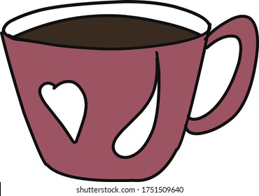 Single hand drawn cup of coffee, chocolate, Doodle vector illustration.