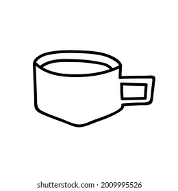 Single hand drawn cup of coffee, cappuccino, chocolate, cocoa, americano or tea. Doodle vector illustration. Isolated on a white background.