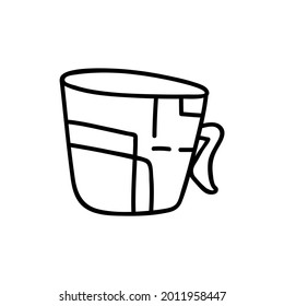 Single hand drawn cup of coffee, cappuccino, chocolate, cocoa, americano or tea. Doodle vector illustration. Isolated on a white background.