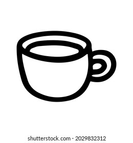 Single hand drawn cup of coffee, chocolate, cocoa, americano or cappuccino. Doodle vector illustration. Funny and cute Illustration for tea party at cafe or Stay home. Isolated on white background.