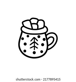 taza de café, chocolate, cacao, americano o capuchino dibujada a mano. Ilustración del vector Doodle.