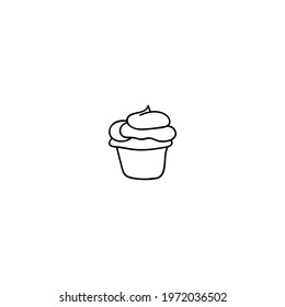Single hand drawn cupcake. Doodle vector illustration. Isolate on a white background
