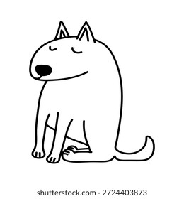 Uma única mão desenhou cachorro bonito. Ilustração vetorial em estilo de rabiscar. Isole em um fundo branco.