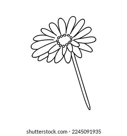 Single hand drawn daisy. Doodle vector illustration. Isolated on a white background.