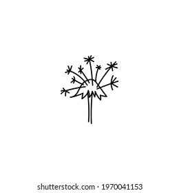 Single hand drawn dandelion. Doodle vector illustration. Isolated on a white background.