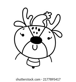 Single hand drawn deer. Doodle vector illustration for greeting cards, posters, stickers and seasonal design. Isolated on white background.