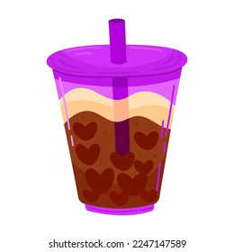 Single hand drawn delicious drink for Valentine s day. Vector illustration clip art. Cute element for greeting cards, posters, stickers and seasonal design. Isolated on white background.
