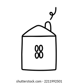 Single hand drawn doodle Xmas house. Vector illustration for greeting cards, posters, stickers and seasonal design.