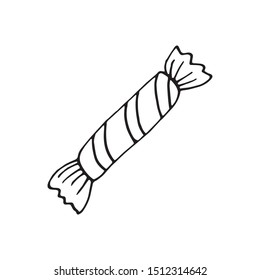 Single hand drawn element candy greeting cards, posters, stickers and seasonal design. Isolated on white background. Doodle vector illustration.