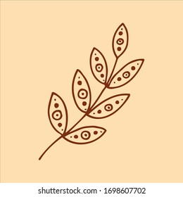 Single hand drawn element of folk flowers and trees. Doodle hand-draw illustrations in vector. Design for background, packaging, weddings, fabrics, textiles, wallpaper, website, postcards.