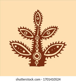 Single hand drawn element of folk flowers and trees. Doodle hand-draw illustrations in vector.  