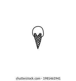 Single hand drawn element ice cream for greeting cards, posters, recipe, culinary design. Doodle vector illustration. Isolated on a white background.