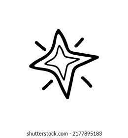 Single hand drawn element of New Year and Christmas star. Doodle vector illustration for greeting cards, posters, stickers and seasonal design. Isolated on white background.