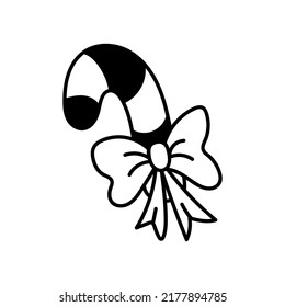 Single hand drawn element sweet lollipop tube for New Year and Christmas greeting cards, posters, stickers and seasonal design.