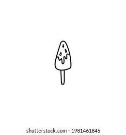 Single hand drawn element watermelon ice cream for greeting cards, posters, recipe, culinary design. Doodle vector illustration. Isolated on a white background.