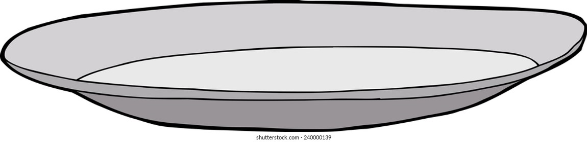 Single hand drawn empty plate over white background