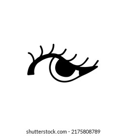 Single hand drawn eye. Doodle vector illustration. Isolated on a white background