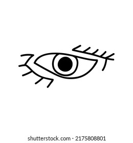 Ojo dibujado con una sola mano. Ilustración del vector Doodle. Aislado sobre un fondo blanco