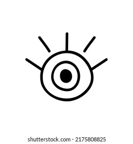 Single hand drawn eye. Doodle vector illustration. Isolated on a white background