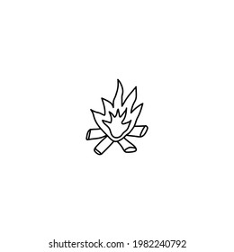 Single hand drawn fireplace. Doodle vector illustration. Isolated on a white background. Summer vibe