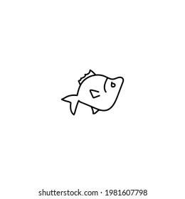 Single hand drawn fish. Doodle vector illustration. Isolate on a white background. Underwater world for summer design