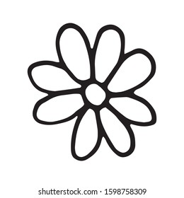 Single hand drawn flower for chamomile for summer design. Doodle vector illustration. Isolated on white background