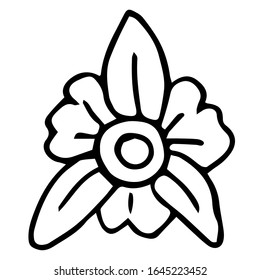 Flor dibujada a mano. Ilustración vectorial de Doodle. Elemento florista para tarjetas de felicitación, carteles, pegatinas y diseño estacional. Aislado sobre fondo blanco