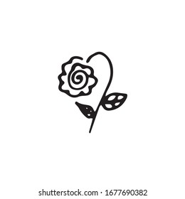 flor dibujada a mano en forma de doodle en vectorial