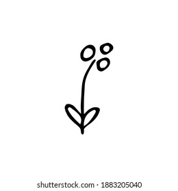 Flor dibujada a mano única. Doodle aislado de fondo blanco. Ilustración vectorial.