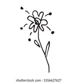 Single hand drawn flower for greeting cards, posters, stickers and seasonal design. Isolated on white background. Doodle vector illustration.