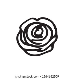 Single hand drawn flower for greeting cards, posters, stickers and seasonal design. Isolated on white background. Doodle vector illustration.