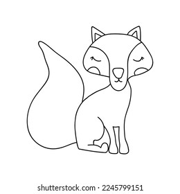 Single hand drawn fox. Doodles vector illustration. Isolated on a white background.