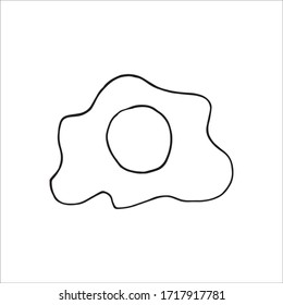 Single hand drawn fried egg. Doodle vector illustration in cute style. Element for greeting cards, posters, stickers and menu design. Isolated on white background