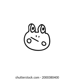 Rana dibujada a mano única. Un divertido sapo. Ilustración del vector Doodle. Aislado sobre un fondo blanco.