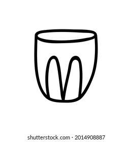 Single hand drawn glass. Doodle vector illustration. Isolated on a white background.